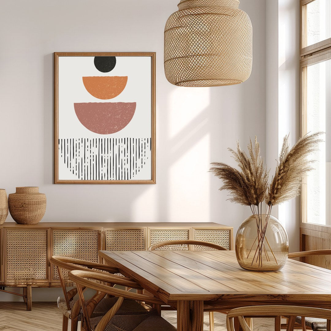 Transform your space with this captivating geometric abstract artwork. Earthy hues blend seamlessly for Extra Kitchen