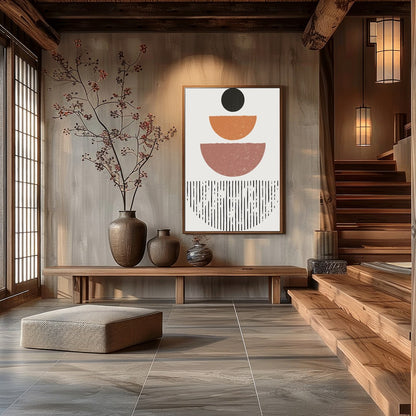 Transform your space with this captivating geometric abstract artwork. Earthy hues blend seamlessly for Hall