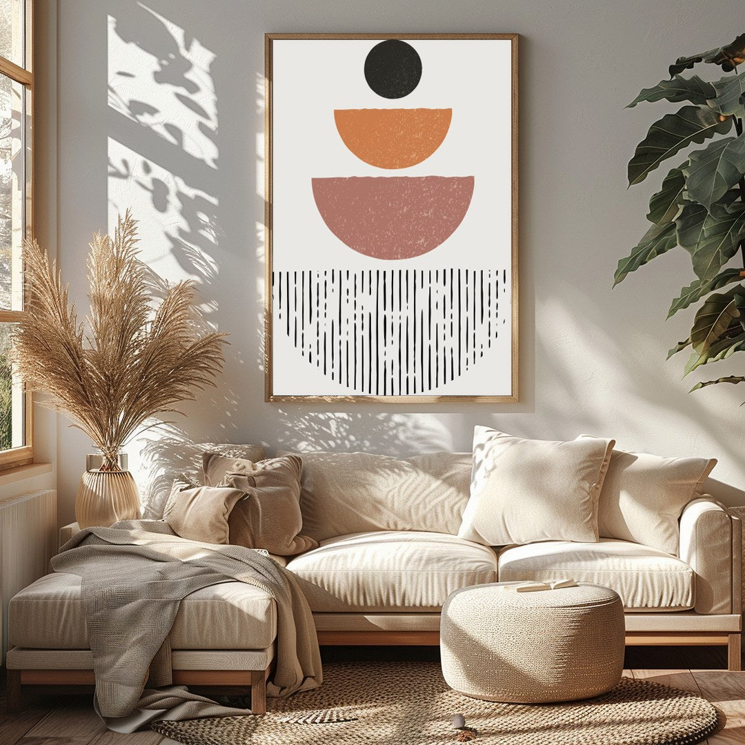 Transform your space with this captivating geometric abstract artwork. Earthy hues blend seamlessly for Sitting Area