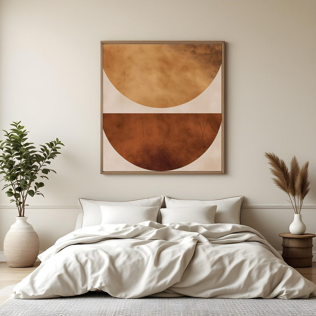 This captivating artwork brings a sense of balance with its elegant geometric design. The warm for Bedroom