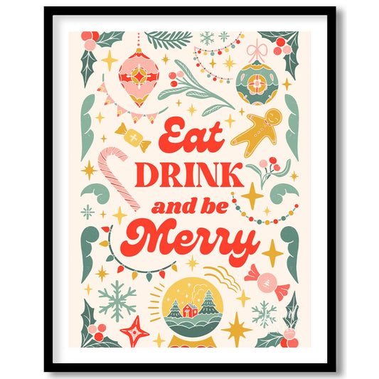 This festive and charming poster encapsulates the joyous spirit of Christmas with a whimsical, hand… for room