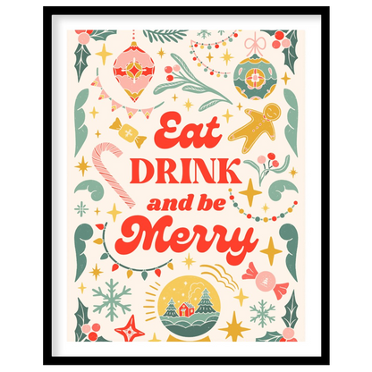 This festive and charming poster encapsulates the joyous spirit of Christmas with a whimsical, hand… for room