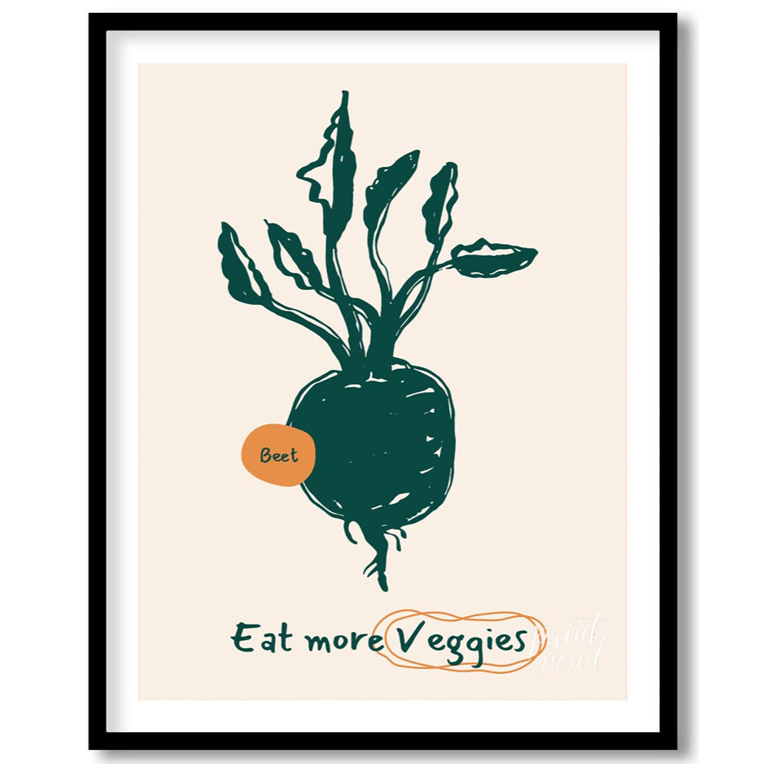 This vibrant poster encourages healthy eating with a focus on vegetables, featuring a charming line… for sweet home