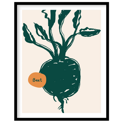 This vibrant poster encourages healthy eating with a focus on vegetables, featuring a charming line… for sweet home