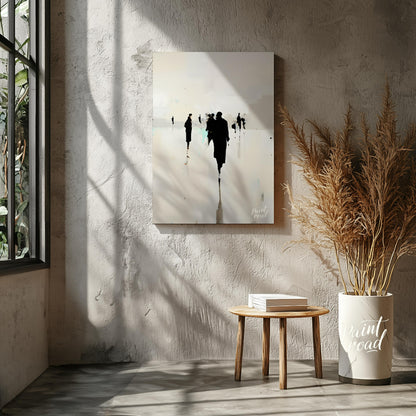 " ""Echoes in the Mist"" presents a hauntingly beautiful scene of silhouetted figures receding into… for living room