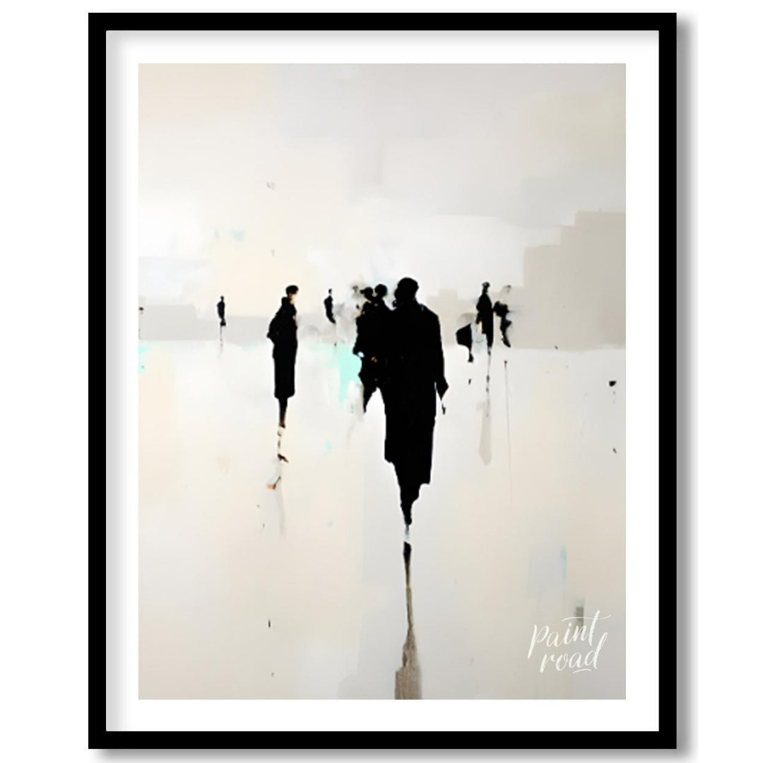 " ""Echoes in the Mist"" presents a hauntingly beautiful scene of silhouetted figures receding into… for room