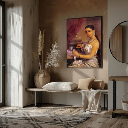 Immerse yourself in the rich tradition of elegance with this stunning piece capturing the serene for living-space