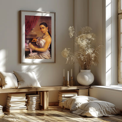 Immerse yourself in the rich tradition of elegance with this stunning piece capturing the serene for room