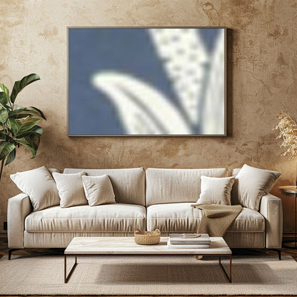 This intricate wall art features a beautifully detailed floral design set against a soft indigo for Family Room