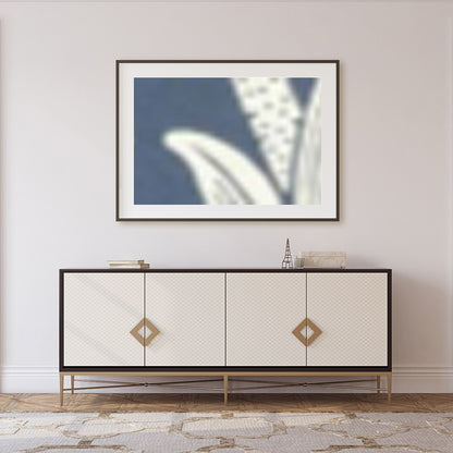 This intricate wall art features a beautifully detailed floral design set against a soft indigo for Foyer