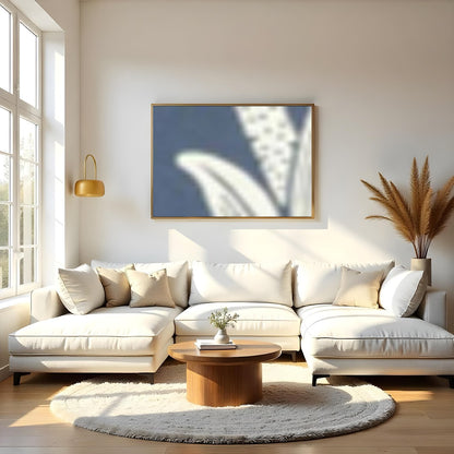 This intricate wall art features a beautifully detailed floral design set against a soft indigo for Living Room