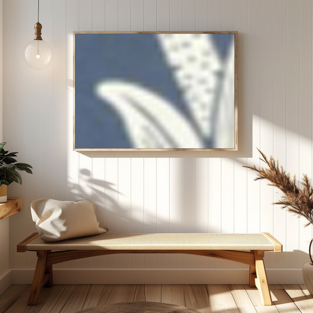 This intricate wall art features a beautifully detailed floral design set against a soft indigo for Hallway