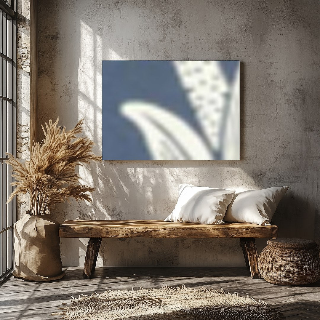 This intricate wall art features a beautifully detailed floral design set against a soft indigo for Veranda