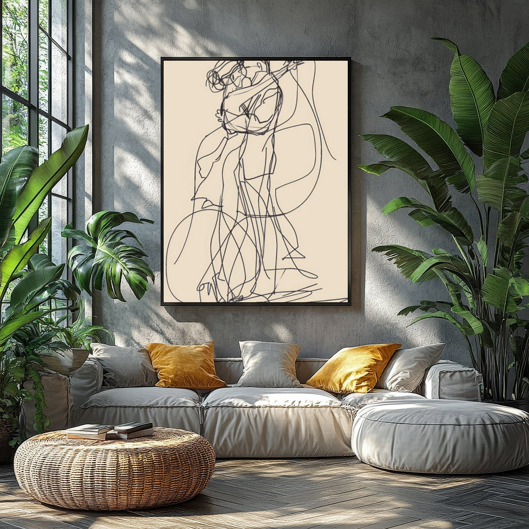 This captivating line art piece captures the beauty of human connection in minimalist form. The for Balcony