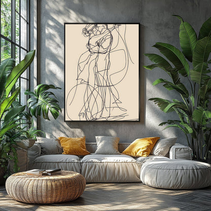 This captivating line art piece captures the beauty of human connection in minimalist form. The for Balcony