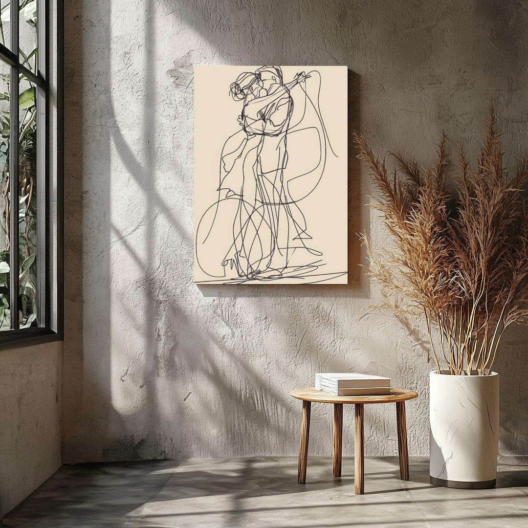 This captivating line art piece captures the beauty of human connection in minimalist form. The for Entrance