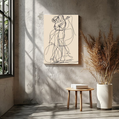 This captivating line art piece captures the beauty of human connection in minimalist form. The for Entrance