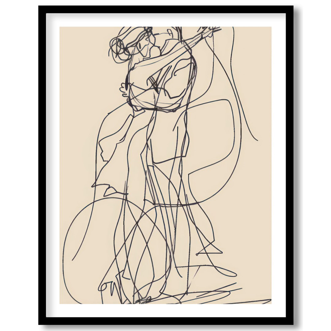 This captivating line art piece captures the beauty of human connection in minimalist form. The for interior