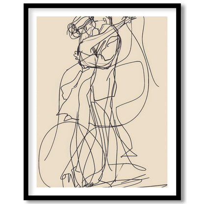 This captivating line art piece captures the beauty of human connection in minimalist form. The for interior