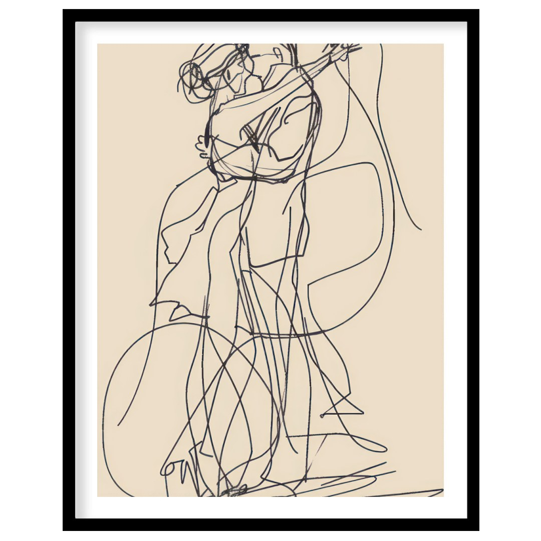 This captivating line art piece captures the beauty of human connection in minimalist form. The for interior