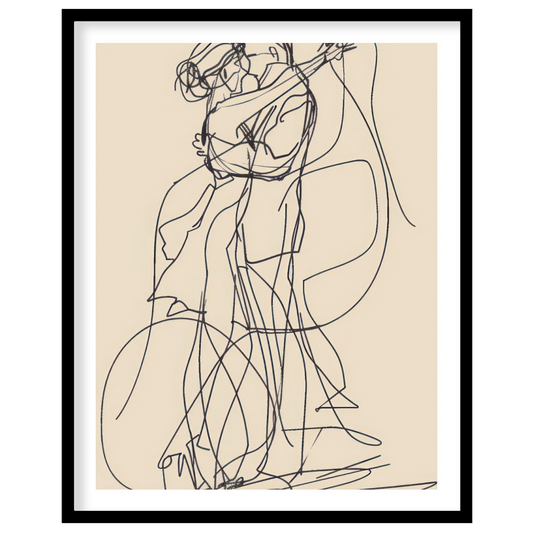 This captivating line art piece captures the beauty of human connection in minimalist form. The for interior