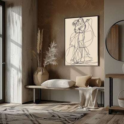 This captivating line art piece captures the beauty of human connection in minimalist form. The for studio