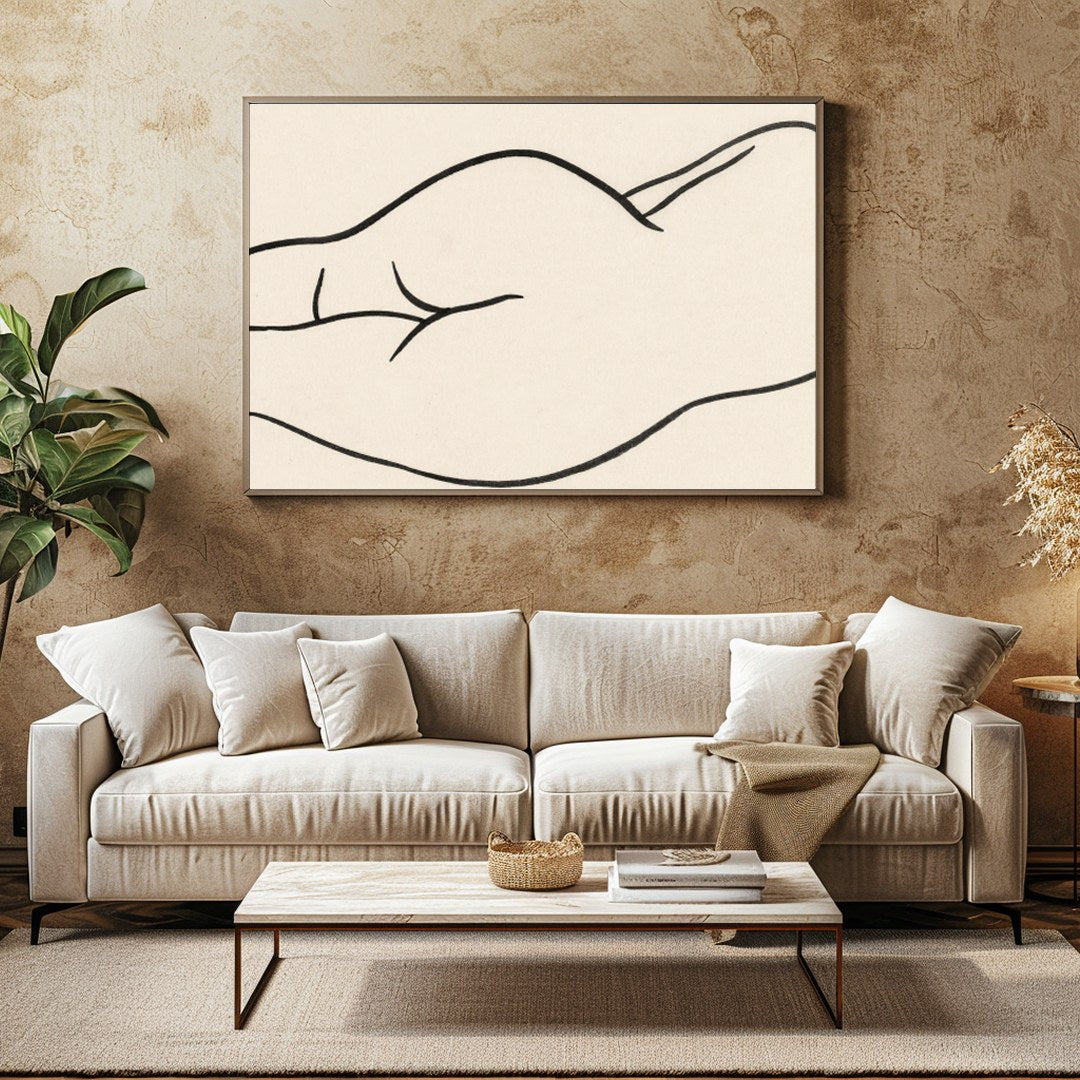 This minimalist line drawing captures the graceful curves of the human form with effortless for Family Room
