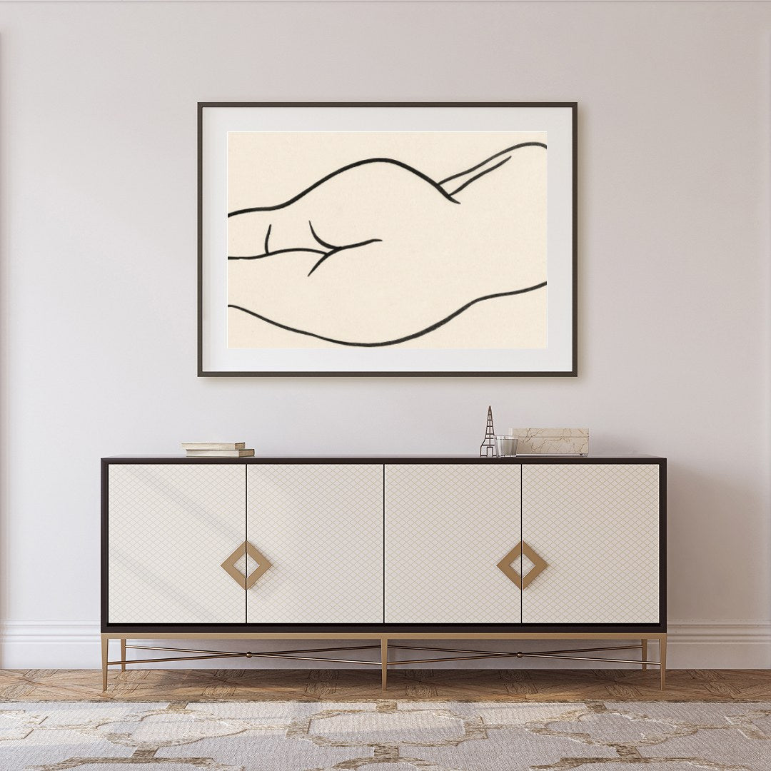 This minimalist line drawing captures the graceful curves of the human form with effortless for Foyer