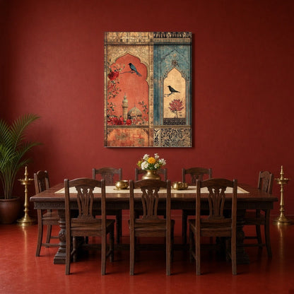 Immerse yourself in the elegance of Mughal artistry with this exquisite wall art, capturing the for Dining