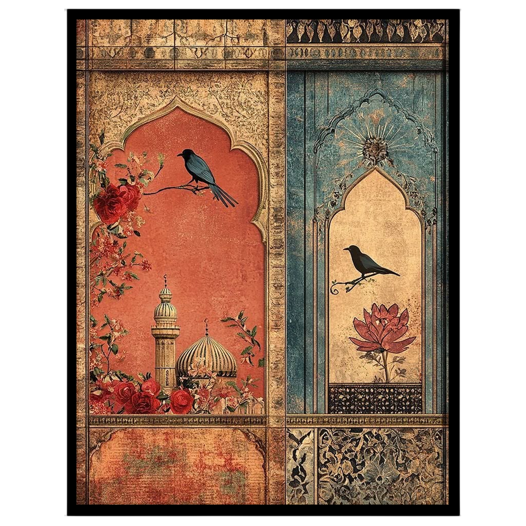 Immerse yourself in the elegance of Mughal artistry with this exquisite wall art, capturing the for kitchen