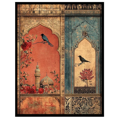Immerse yourself in the elegance of Mughal artistry with this exquisite wall art, capturing the for kitchen