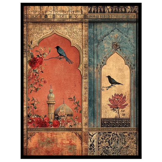 Immerse yourself in the elegance of Mughal artistry with this exquisite wall art, capturing the for kitchen