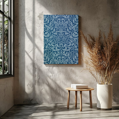 This exquisite artwork showcases an intricate botanical design against a rich ocean blue backdrop. for Entrance