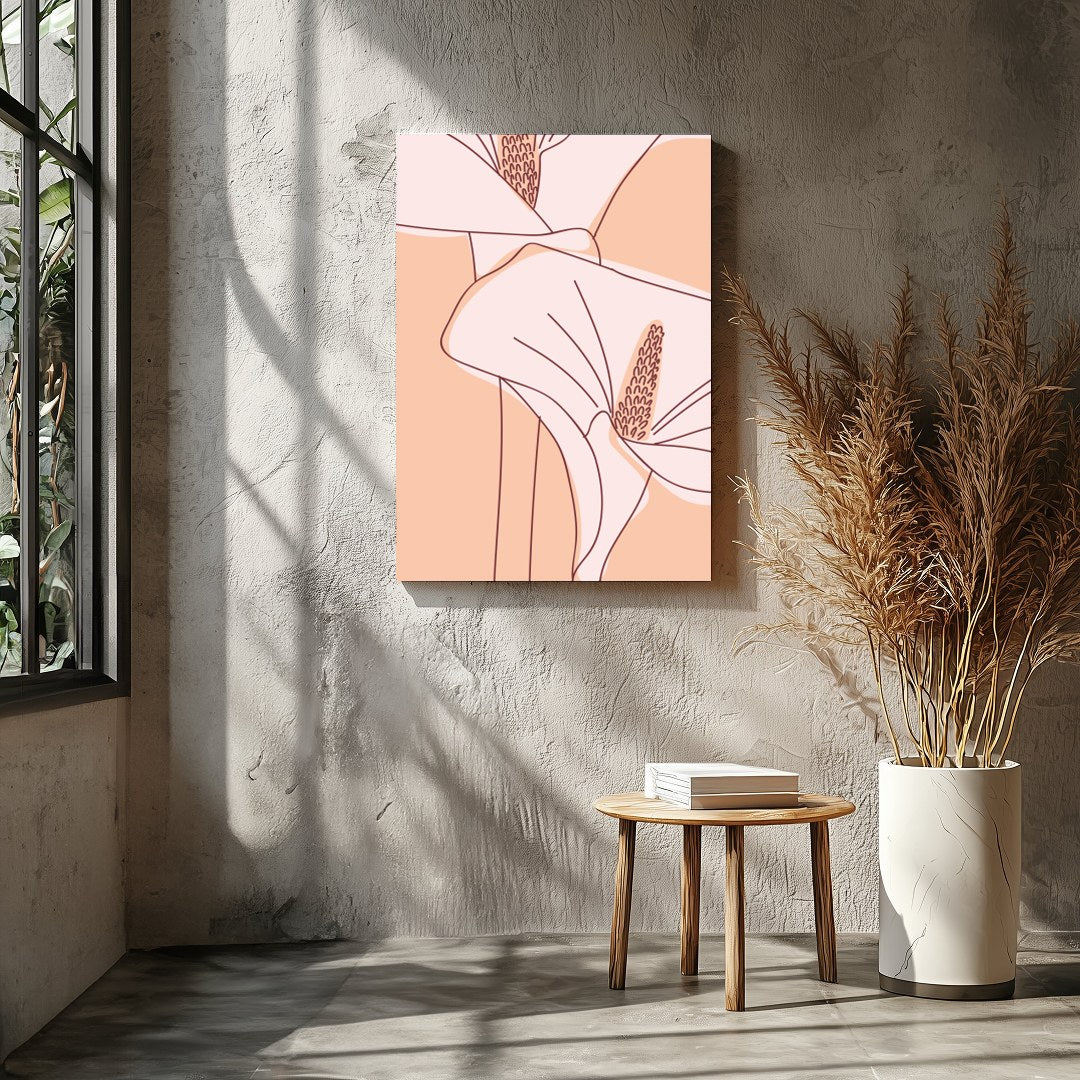 Capture the graceful elegance of nature with this minimalist artwork featuring a pair of calla for Entrance