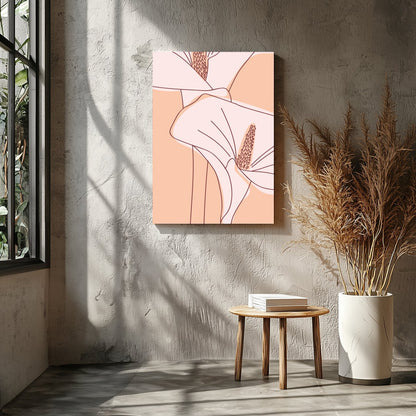 Capture the graceful elegance of nature with this minimalist artwork featuring a pair of calla for Entrance