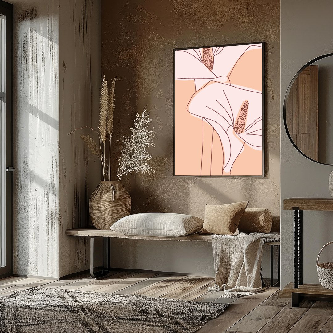 Capture the graceful elegance of nature with this minimalist artwork featuring a pair of calla for room