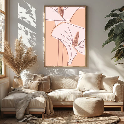 Capture the graceful elegance of nature with this minimalist artwork featuring a pair of calla for Sitting Area