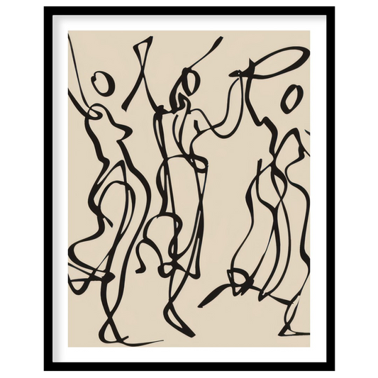 Capture the essence of movement with this abstract artwork of flowing silhouettes, perfect for art for bedroom