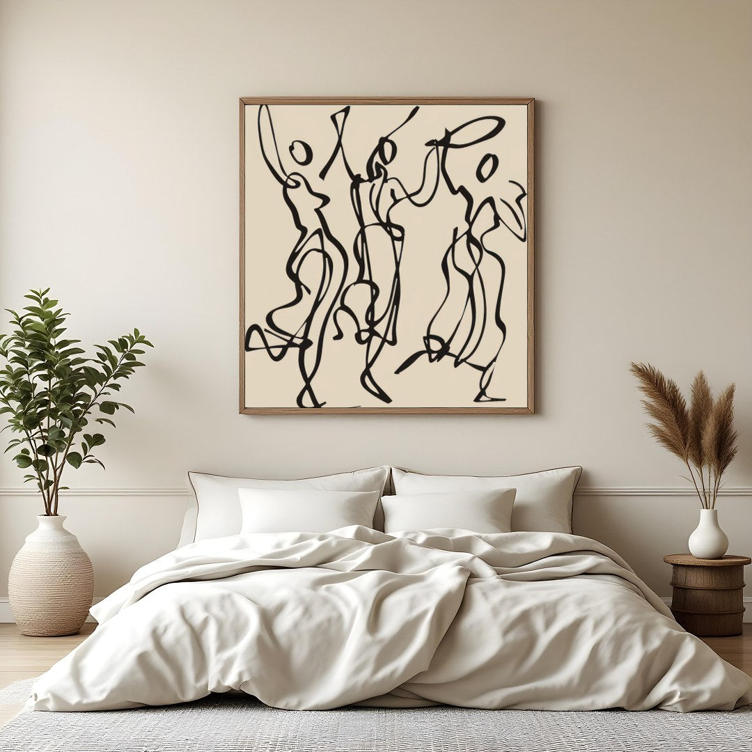 Capture the essence of movement with this abstract artwork of flowing silhouettes, perfect for art for hallway