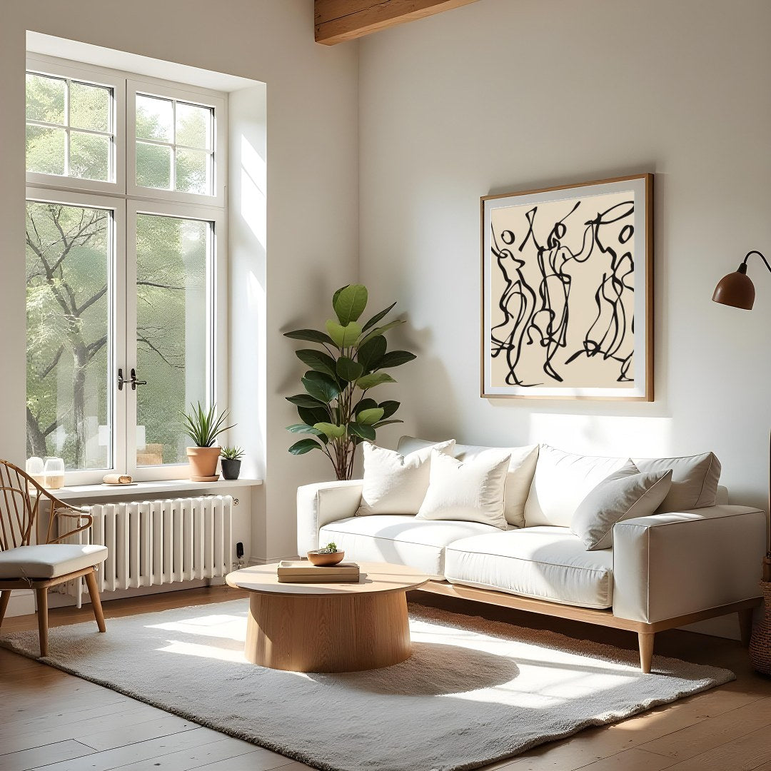 Capture the essence of movement with this abstract artwork of flowing silhouettes, perfect for art for Living Room