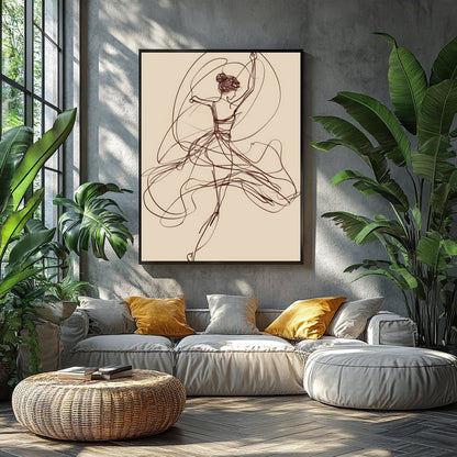 This captivating artwork features a graceful abstract sketch of a dancer, evoking a sense of fluid for Balcony