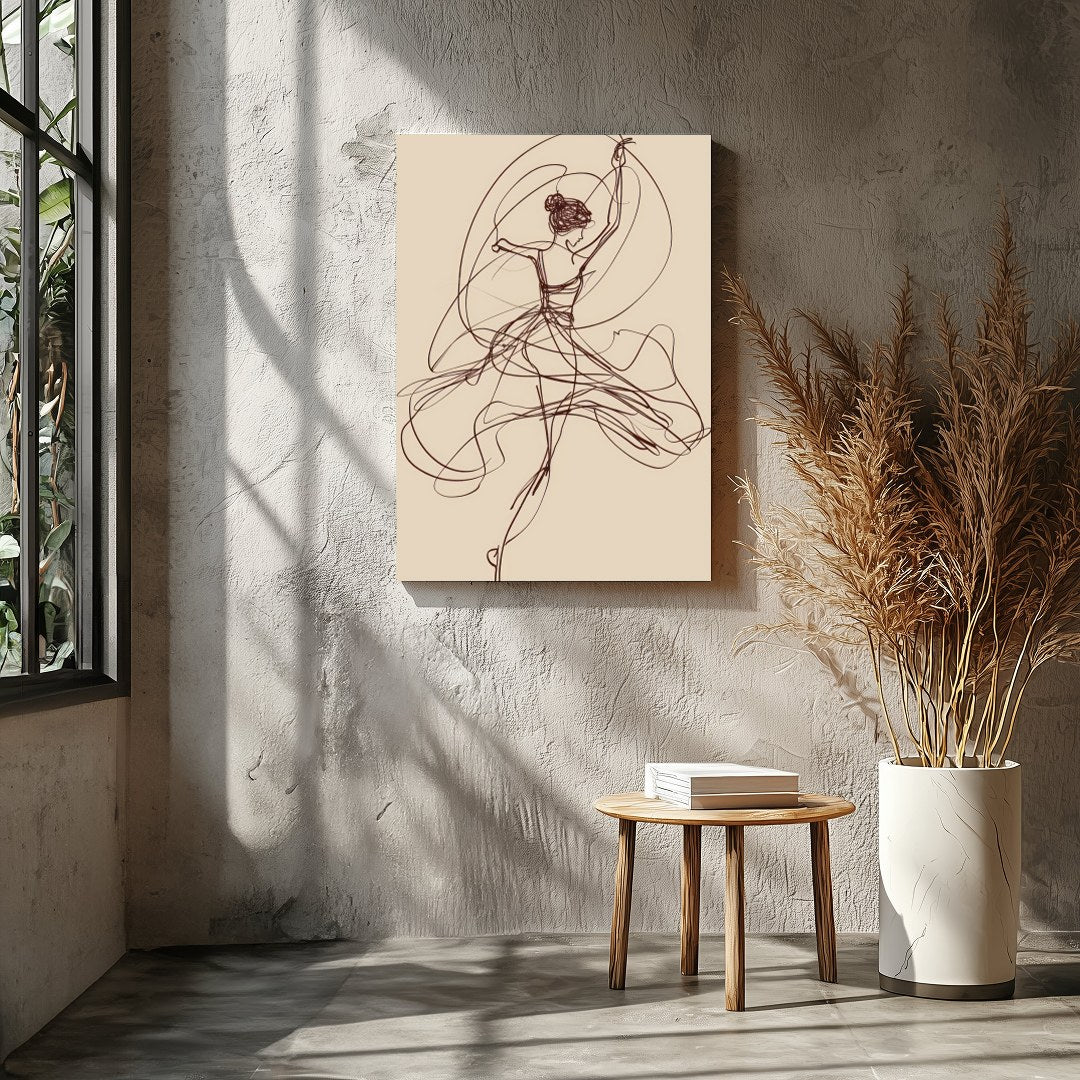 This captivating artwork features a graceful abstract sketch of a dancer, evoking a sense of fluid for Entrance