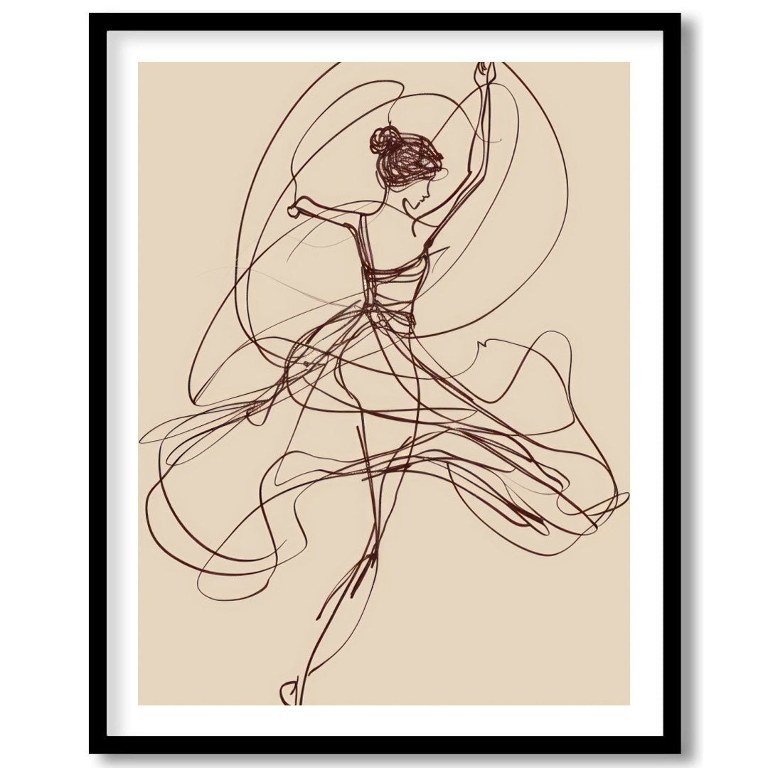 This captivating artwork features a graceful abstract sketch of a dancer, evoking a sense of fluid for home
