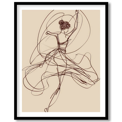 This captivating artwork features a graceful abstract sketch of a dancer, evoking a sense of fluid for home