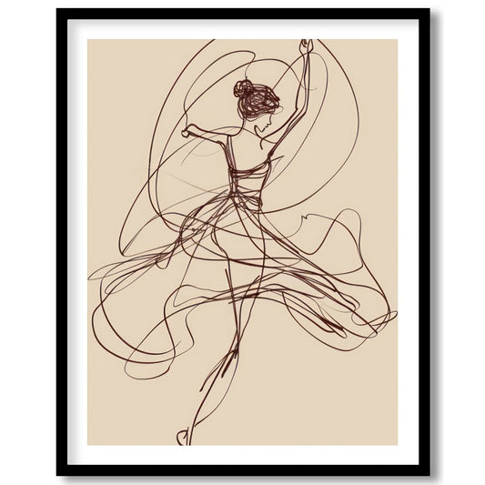 This captivating artwork features a graceful abstract sketch of a dancer, evoking a sense of fluid for home