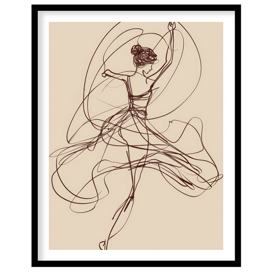 This captivating artwork features a graceful abstract sketch of a dancer, evoking a sense of fluid for home