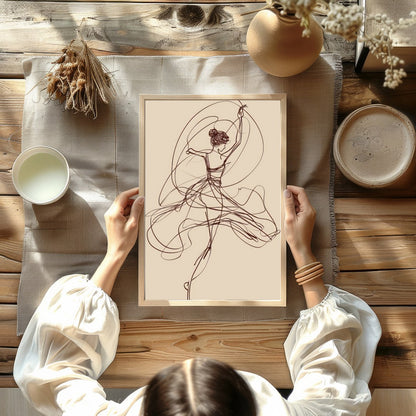 This captivating artwork features a graceful abstract sketch of a dancer, evoking a sense of fluid for Kitchen