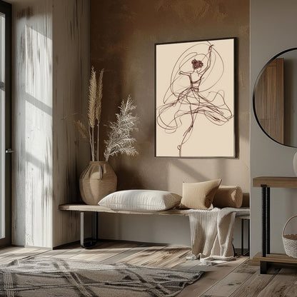 This captivating artwork features a graceful abstract sketch of a dancer, evoking a sense of fluid for room