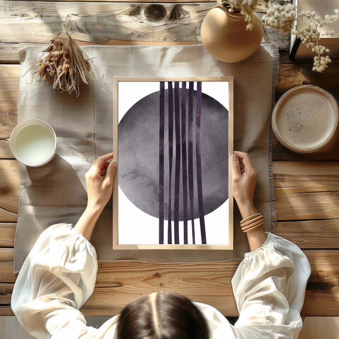 Experience the tranquil beauty of our Elegant Eclipse artwork, featuring a calming interplay of for room