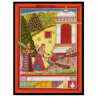 Immerse yourself in the splendor of Indo-Mughal art with this exquisite depiction of a richly for room